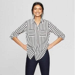 Black White Stripe Blouse